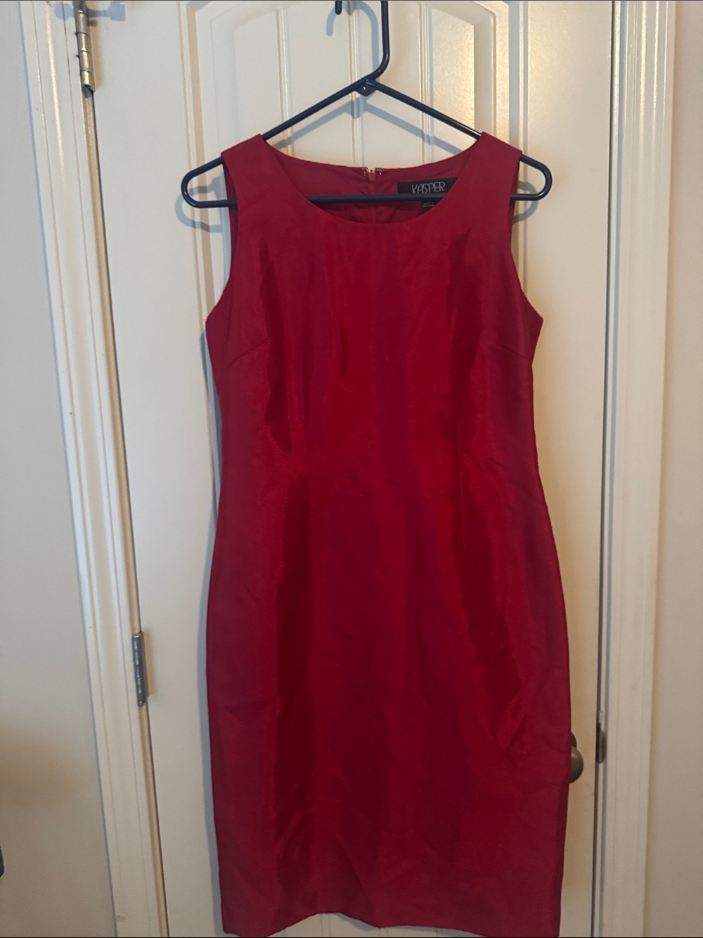 Kasper Crimson Sleeveless Midi Sheath Dress